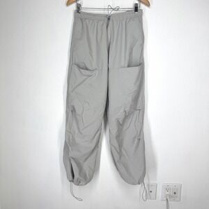 Zara Womens Gray Nylon Parachute Cargo Dance Pants Elastic Waist Bungee Size L